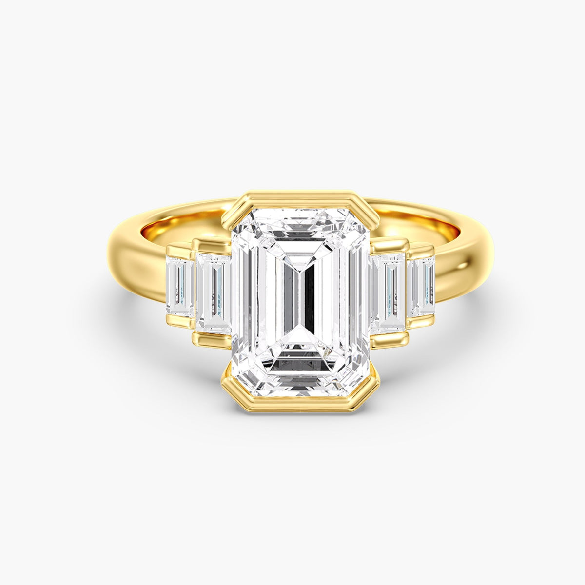 Emerald Cut Half Bezel Ring, 4 ct