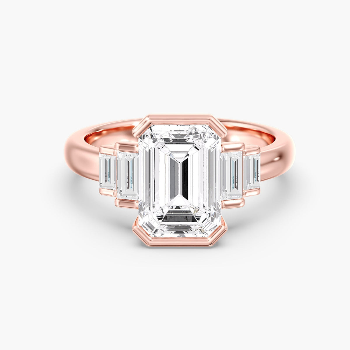 Emerald Cut Half Bezel Ring, 4 ct