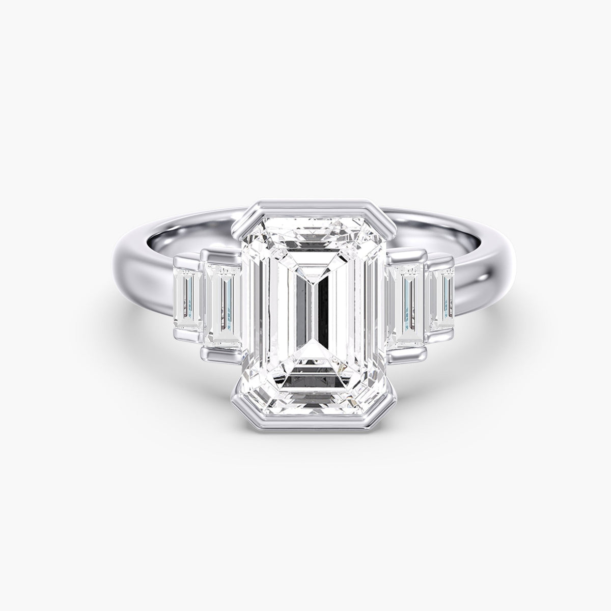 Emerald Cut Half Bezel Ring, 4 ct