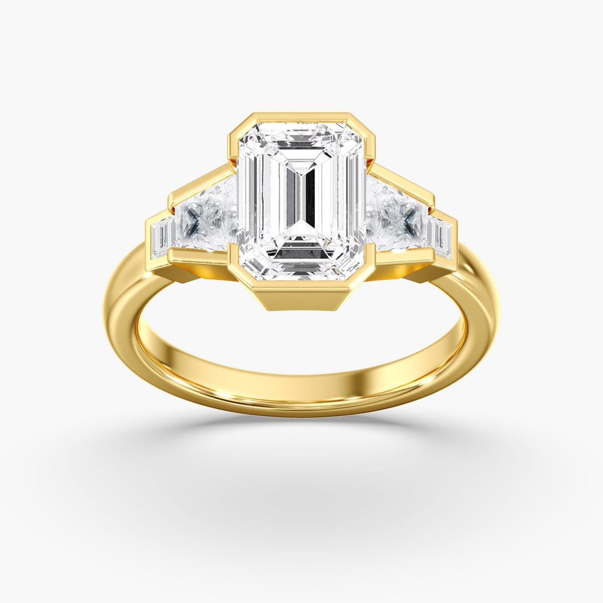 Emerald Cut Half Bezel Ring, 3 ct