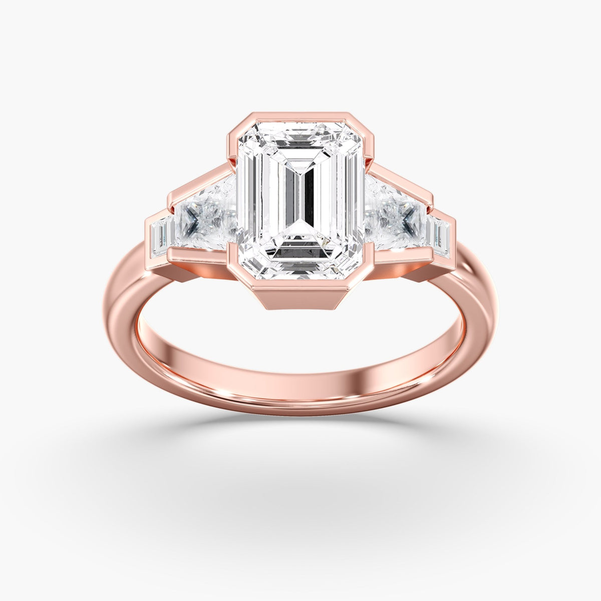Emerald Cut Half Bezel Ring, 3 ct