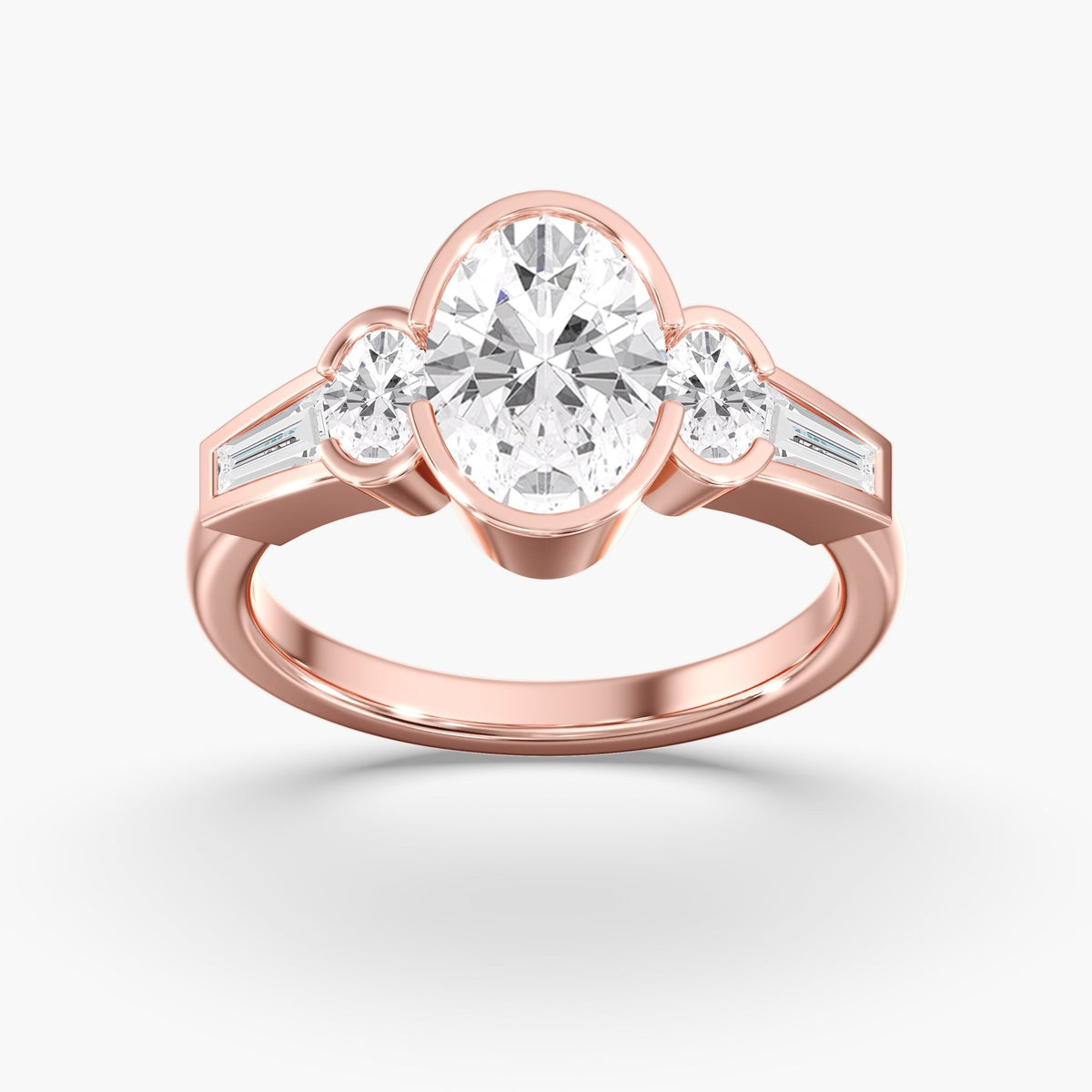 Oval Half Bezel Ring, 2 ct