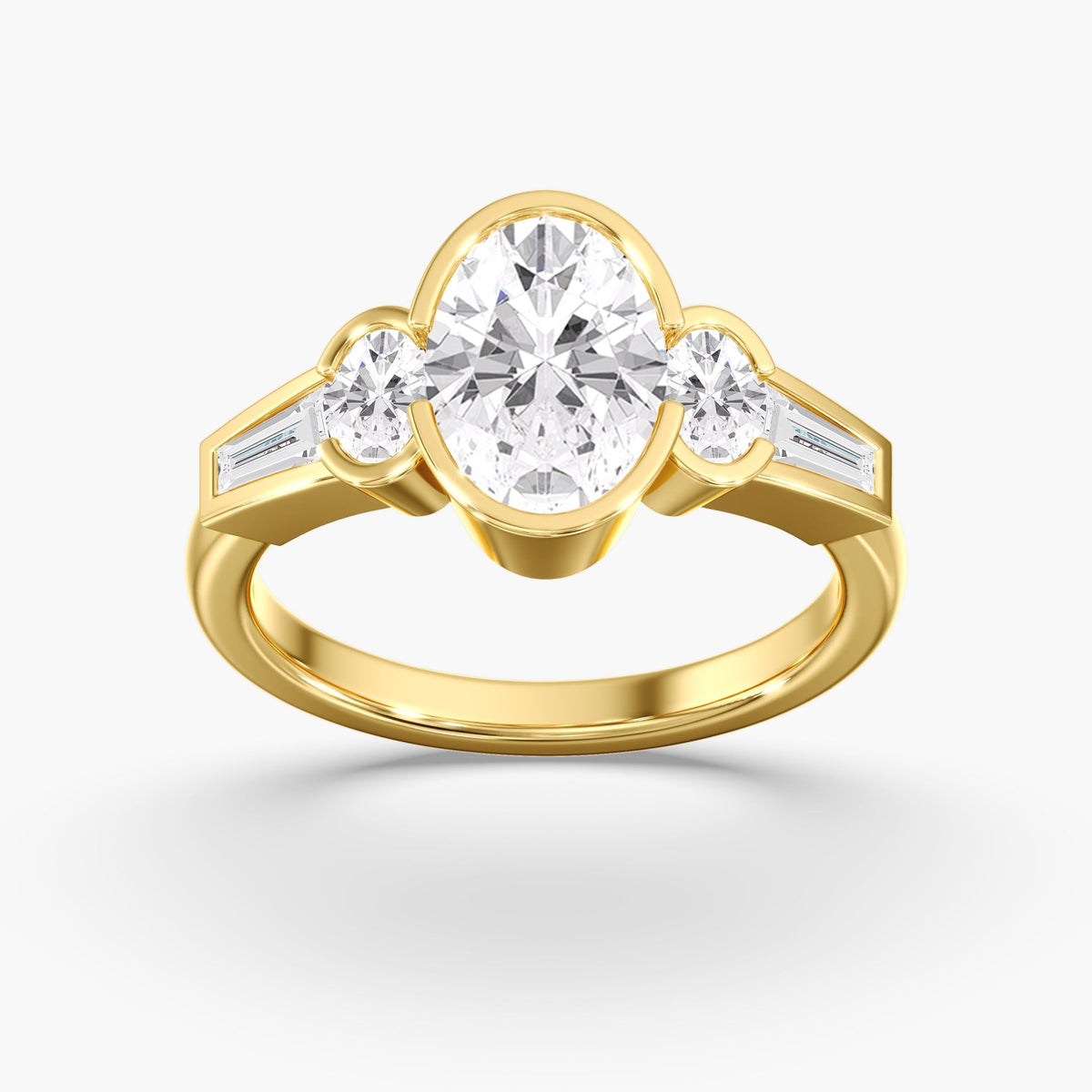 Oval Half Bezel Ring, 2 ct