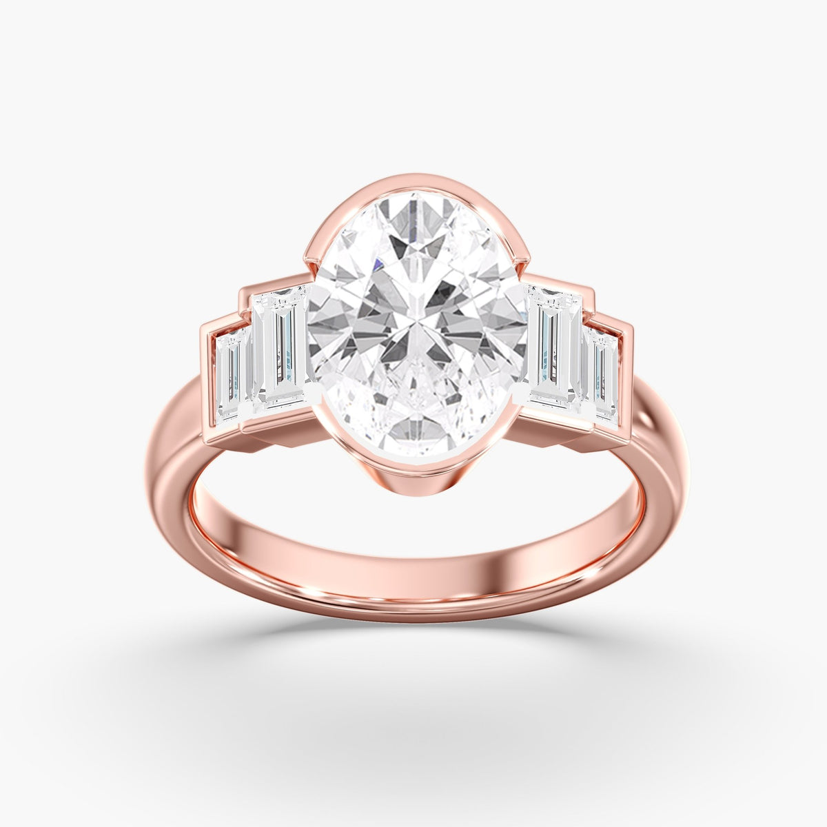 Oval Half Bezel Ring, 3 ct