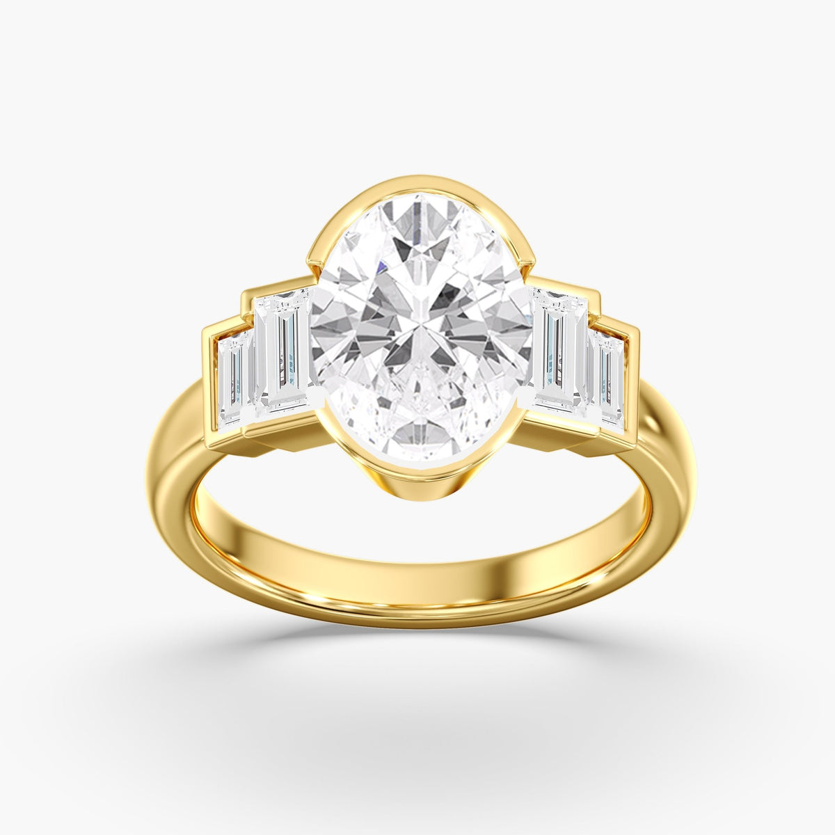 Oval Half Bezel Ring, 3 ct