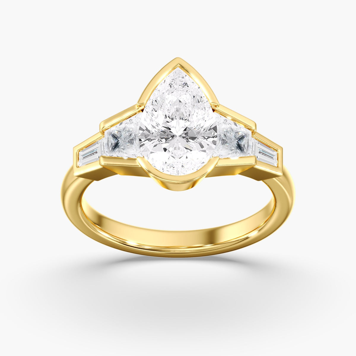 Pear Half Bezel Ring, 2.5 ct