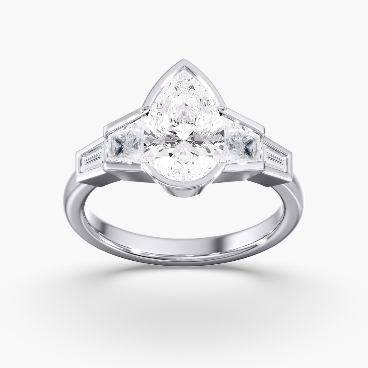 Pear Half Bezel Ring, 2.5 ct
