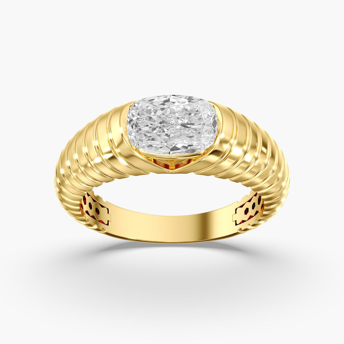 Elongated Cushion Diamond Channel Ring, 2 ct