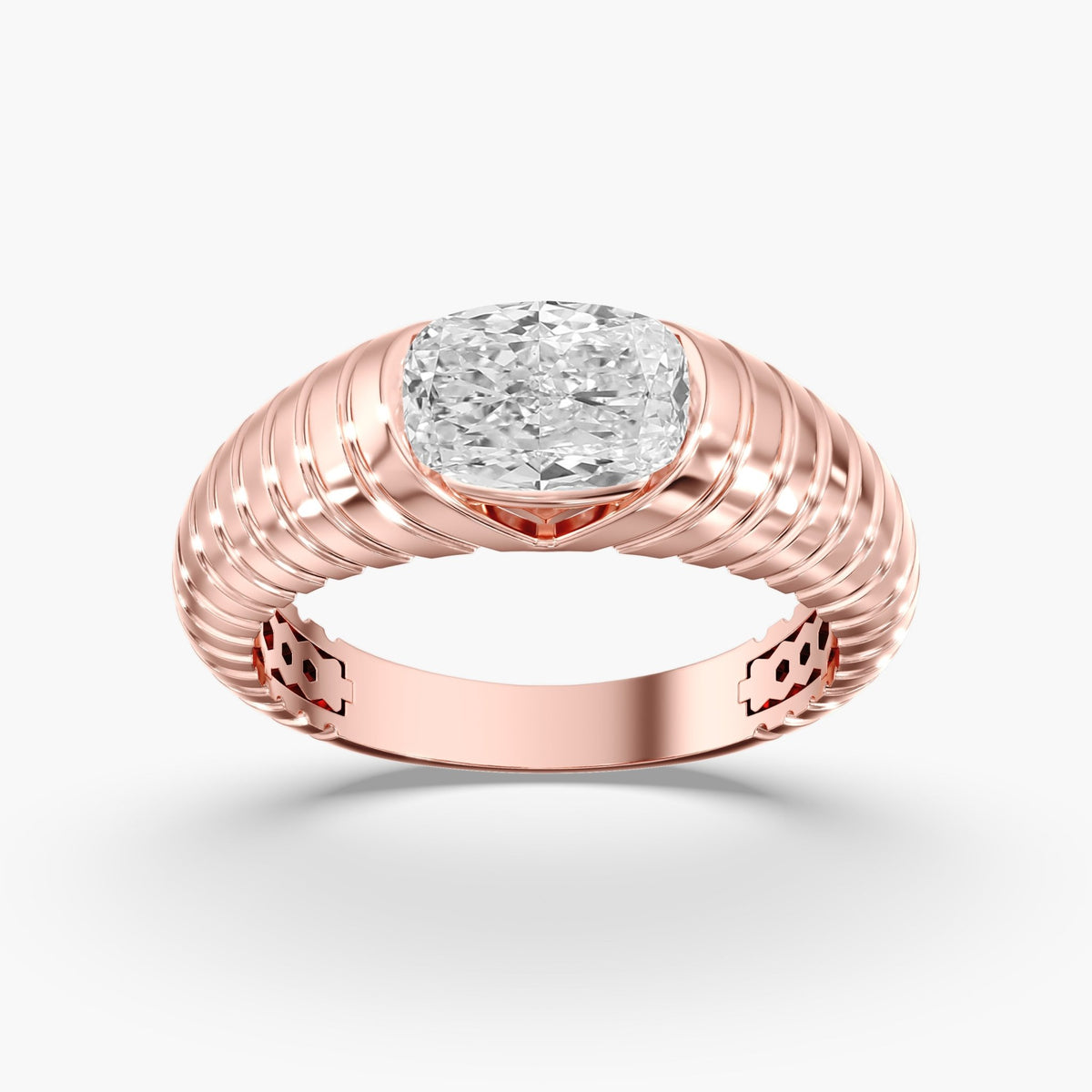 Elongated Cushion Diamond Channel Ring, 2 ct