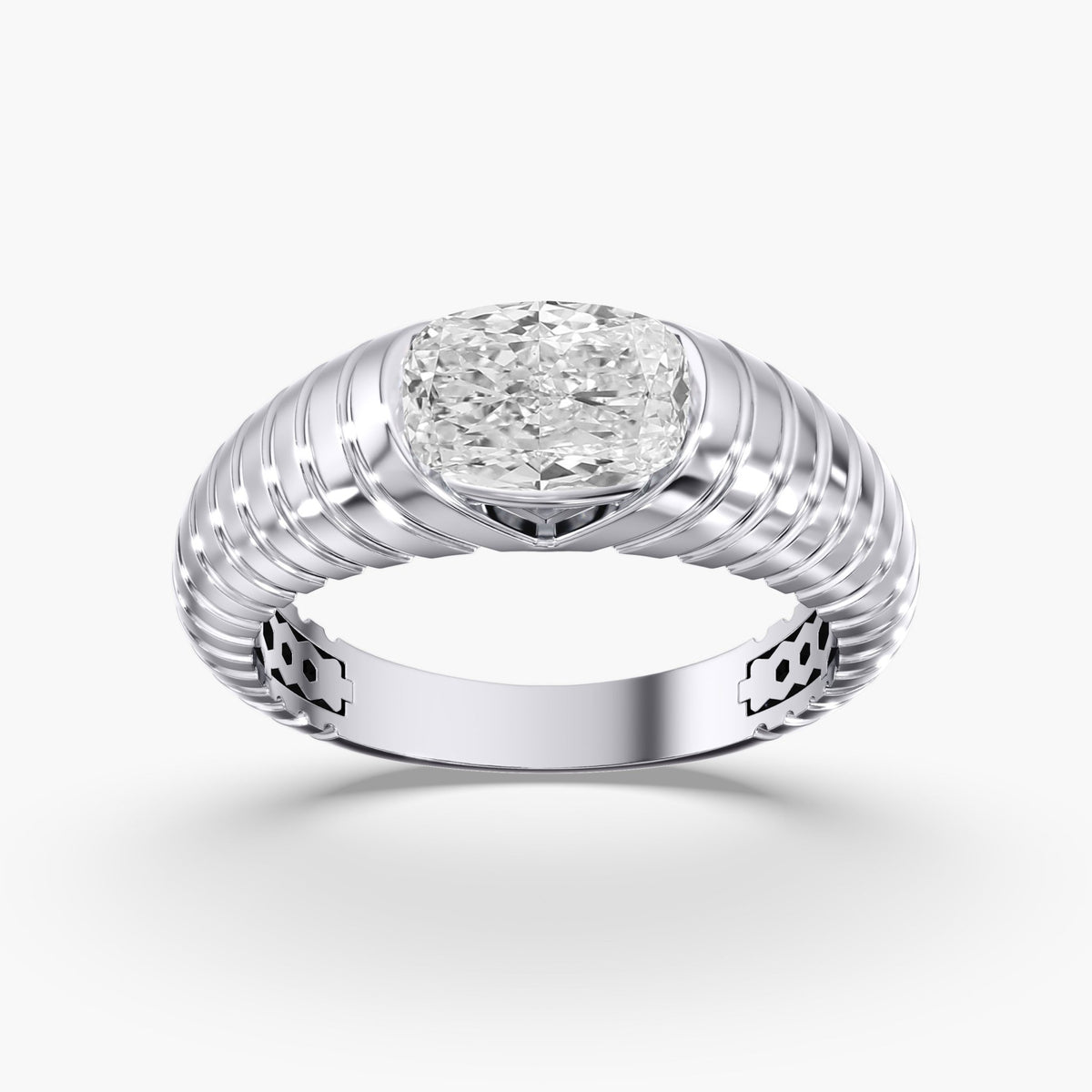 Elongated Cushion Diamond Channel Ring, 2 ct