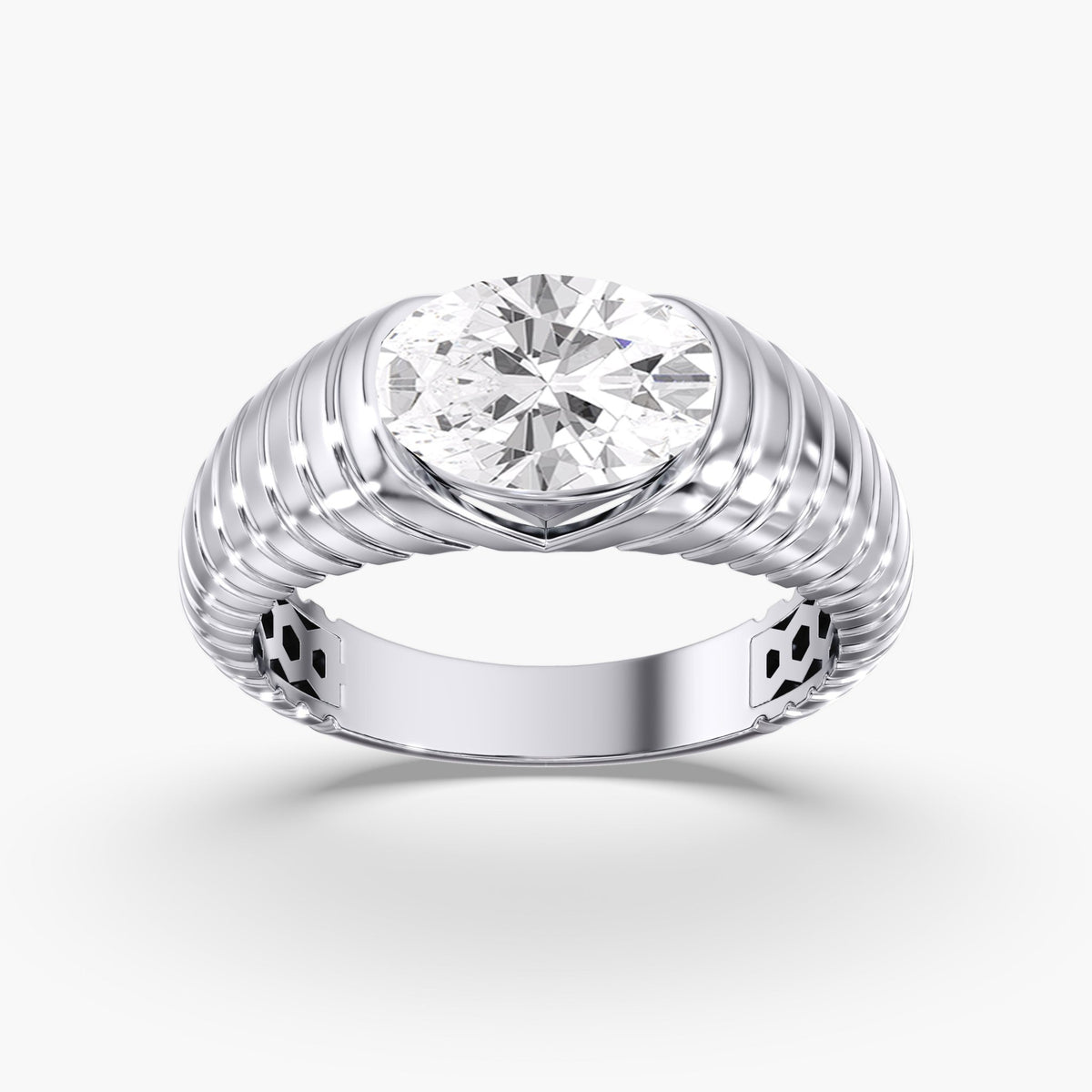 Oval Diamond Channel Ring, 2 ct