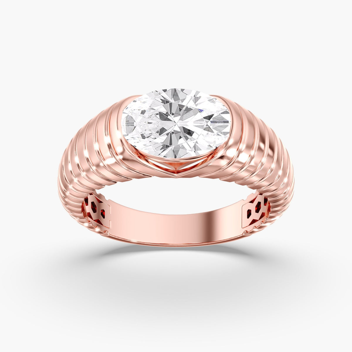 Oval Diamond Channel Ring, 2 ct