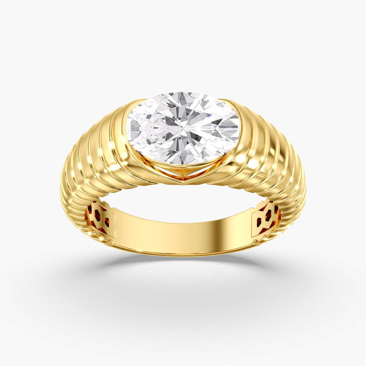 Oval Diamond Channel Ring, 2 ct