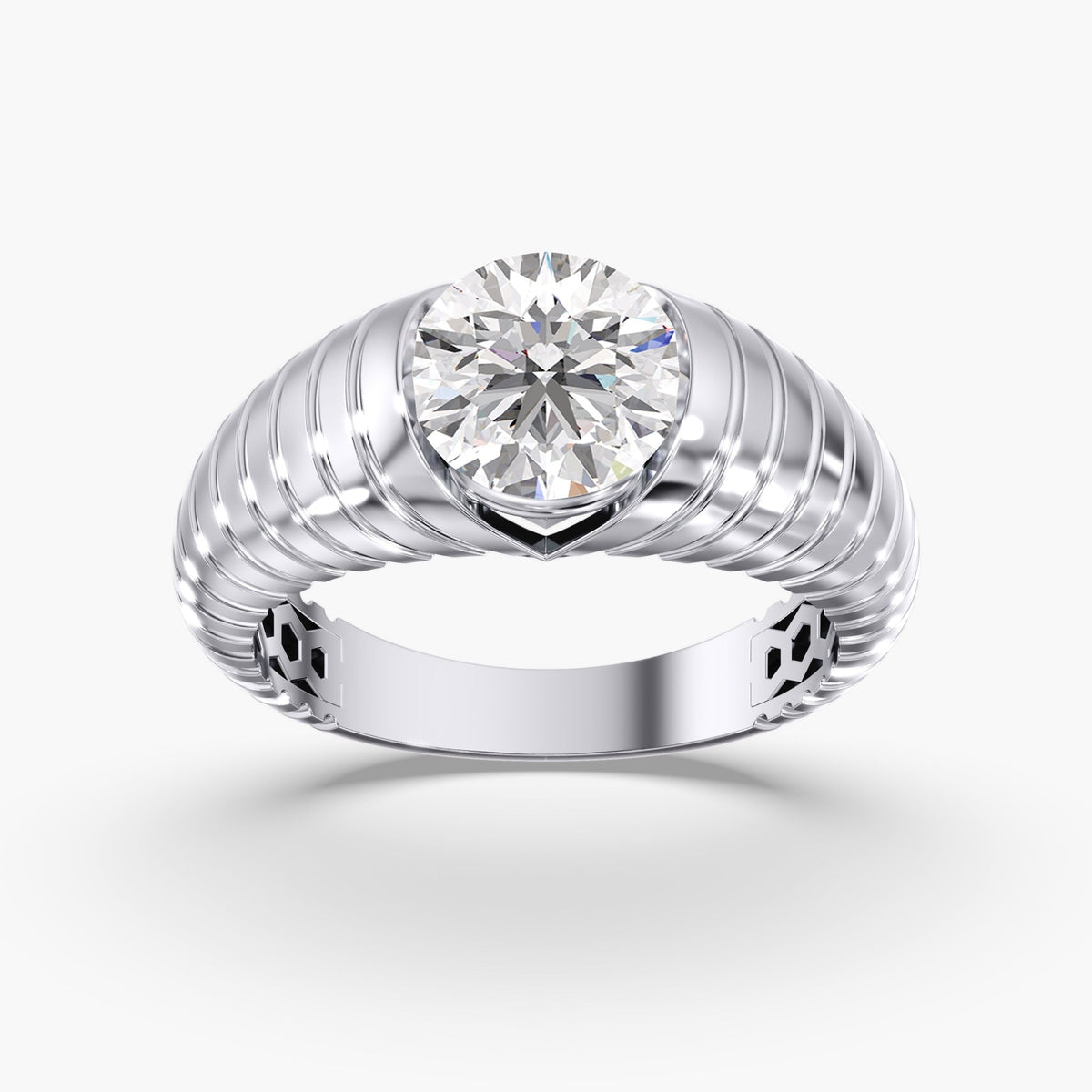 Round Diamond Channel Ring, 2 ct