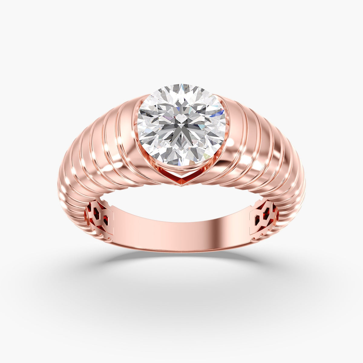 Round Diamond Channel Ring, 2 ct