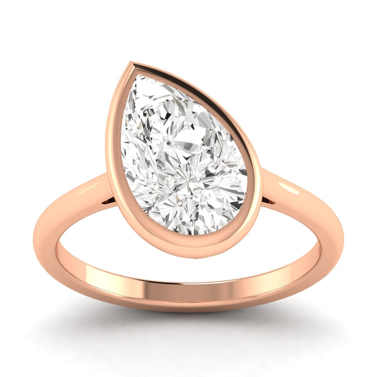 Pear Bezel Solitaire Ring, 3 ct