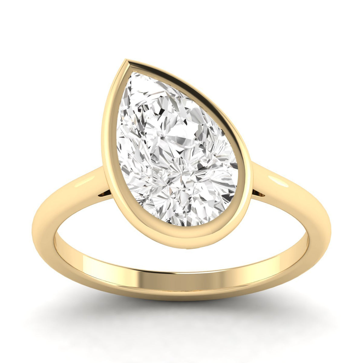 Pear Bezel Solitaire Ring, 3 ct