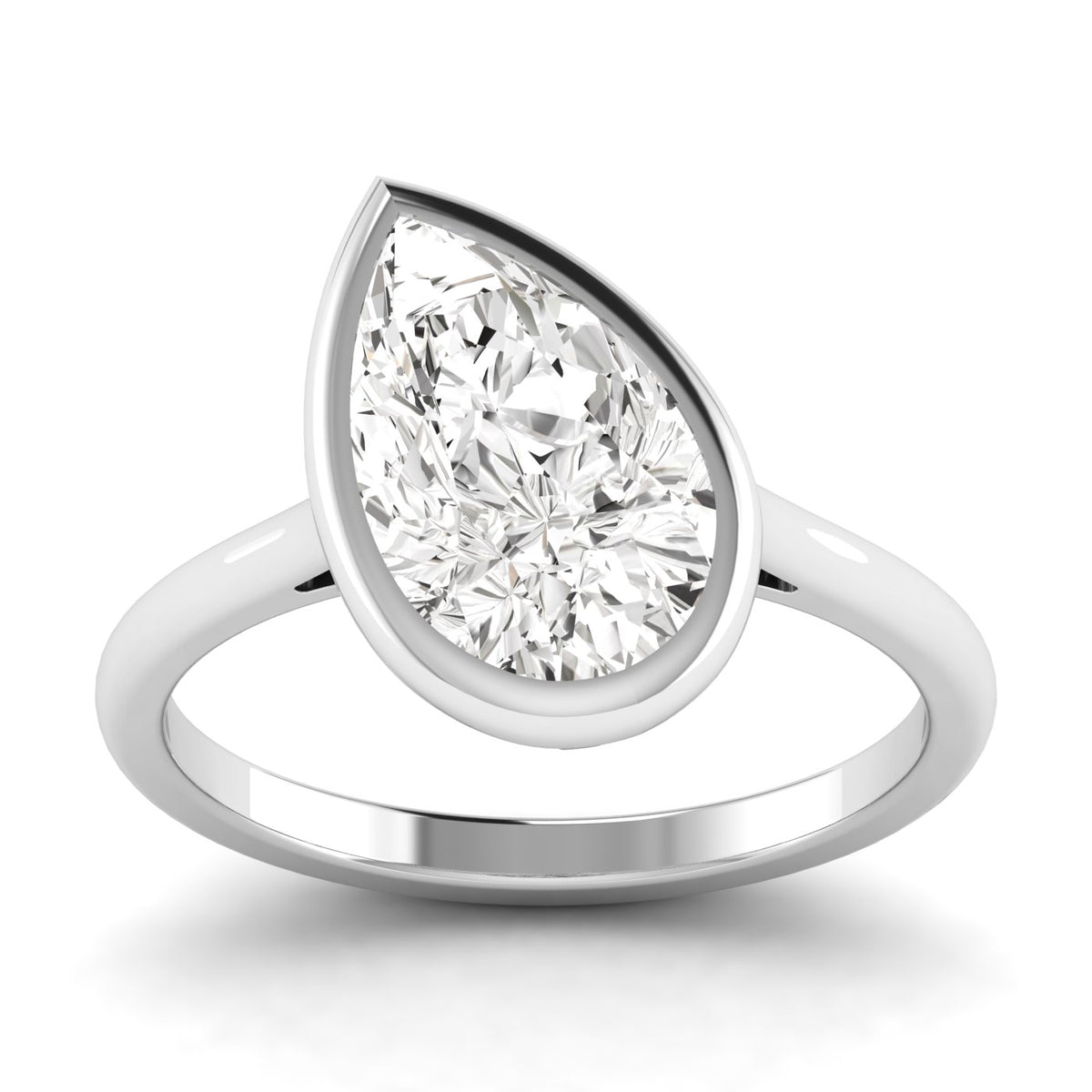 Pear Bezel Solitaire Ring, 3 ct