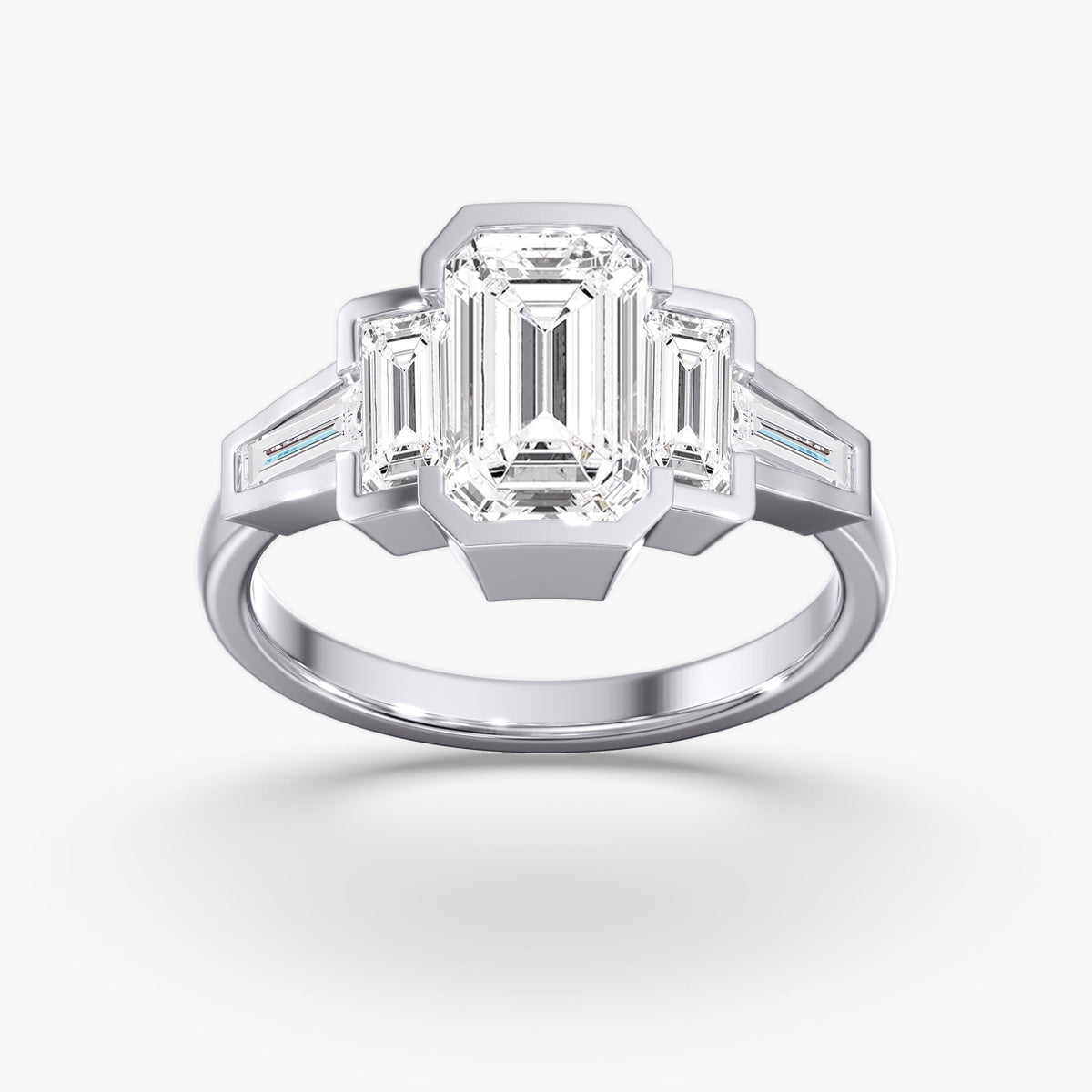 Emerald Cut Bezel Ring, 3.5 ctw