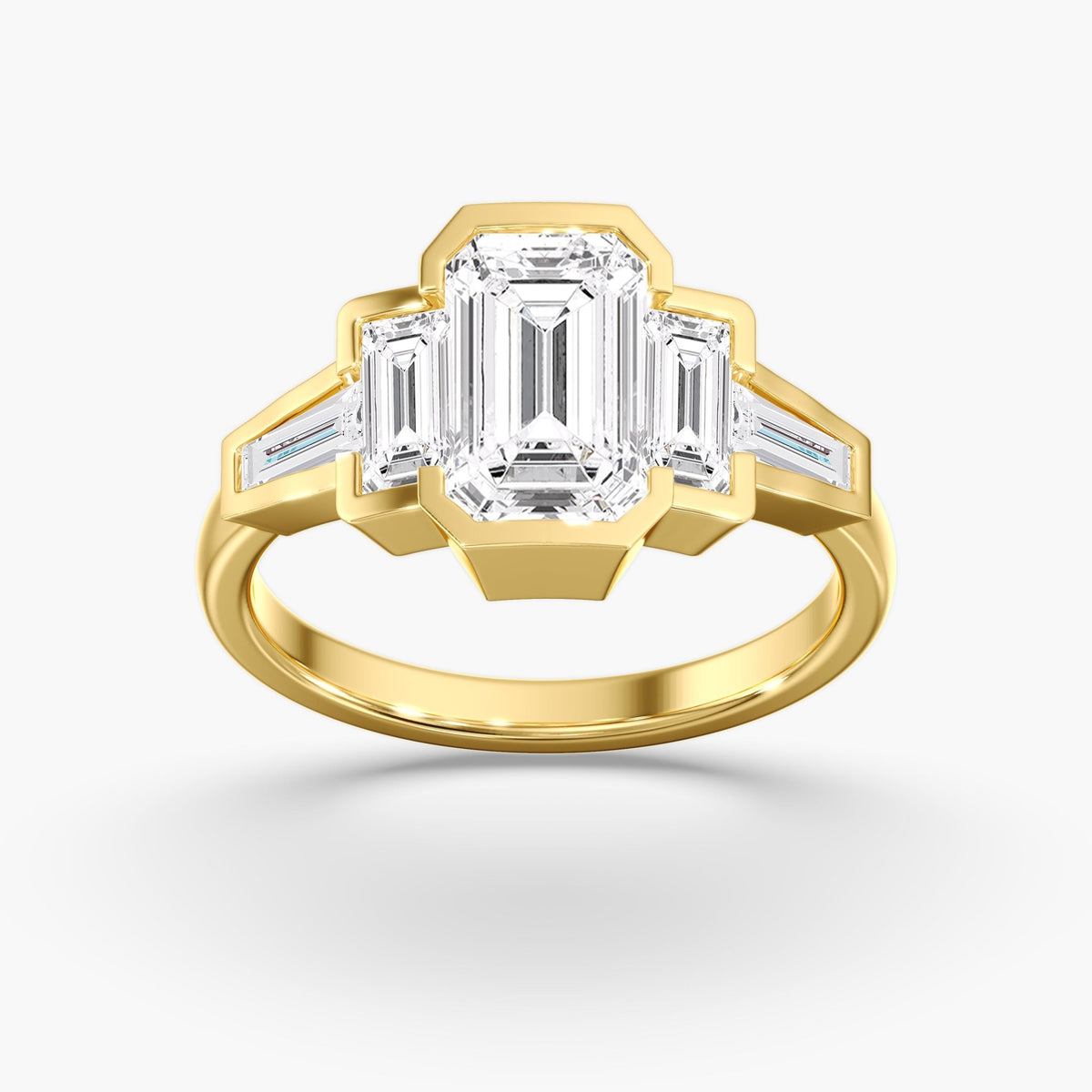 Emerald Cut Bezel Ring, 3.5 ctw