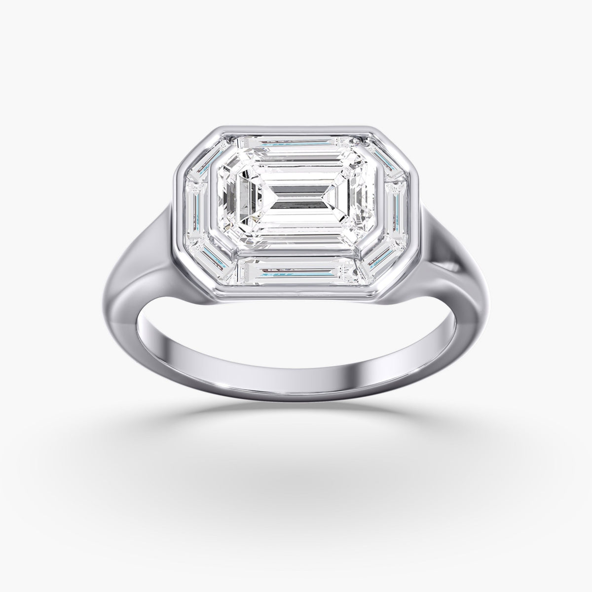 Emerald Cut Bezel Ring, 2.9 ctw