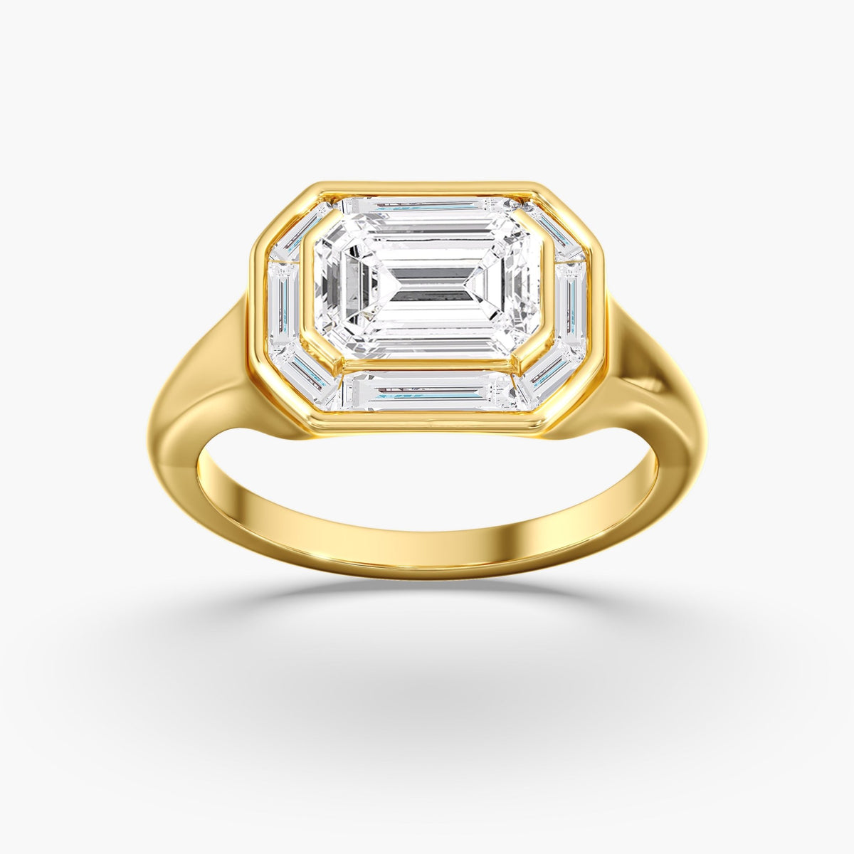 Emerald Cut Bezel Ring, 2.9 ctw