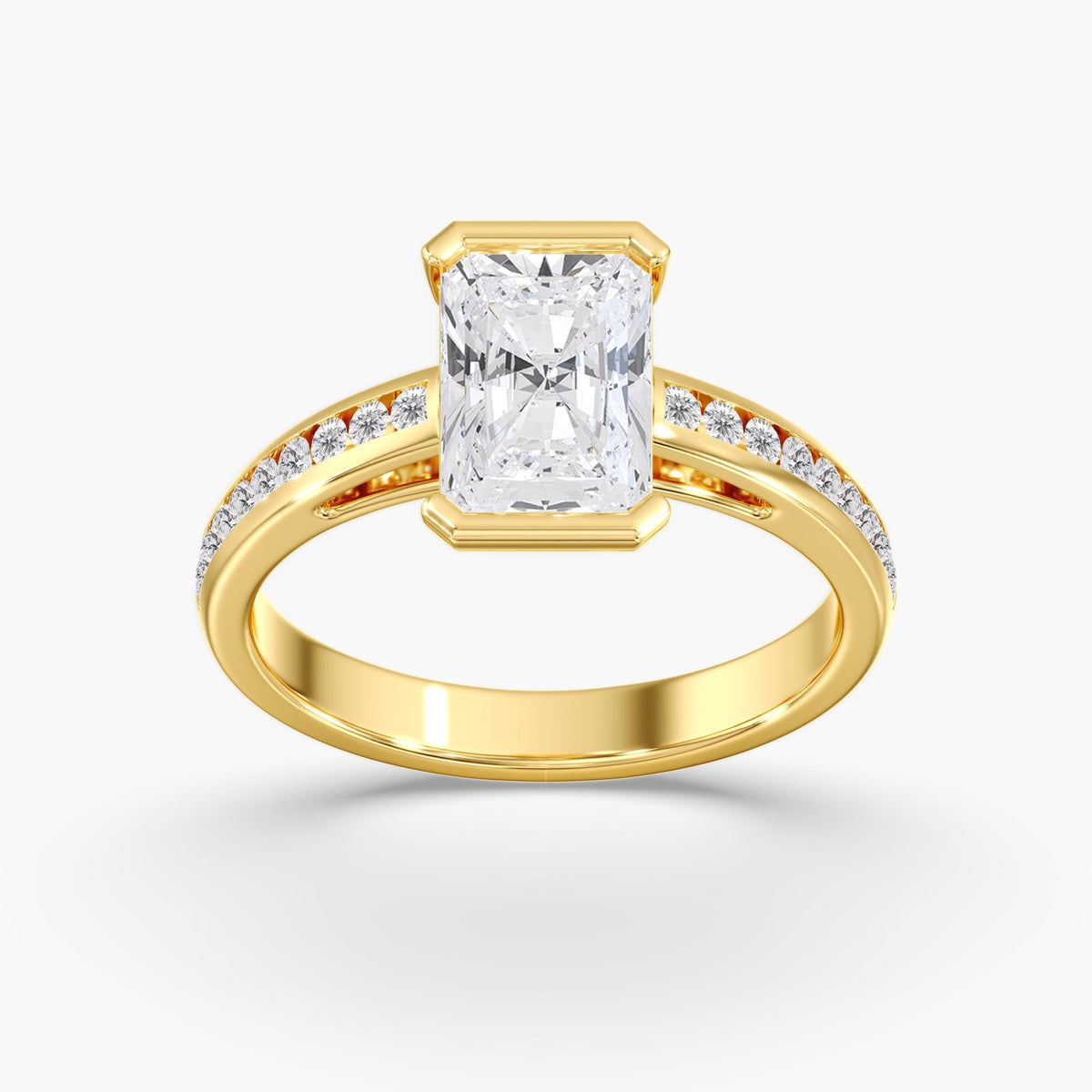 Radiant Half Bezel Ring, 2 ct
