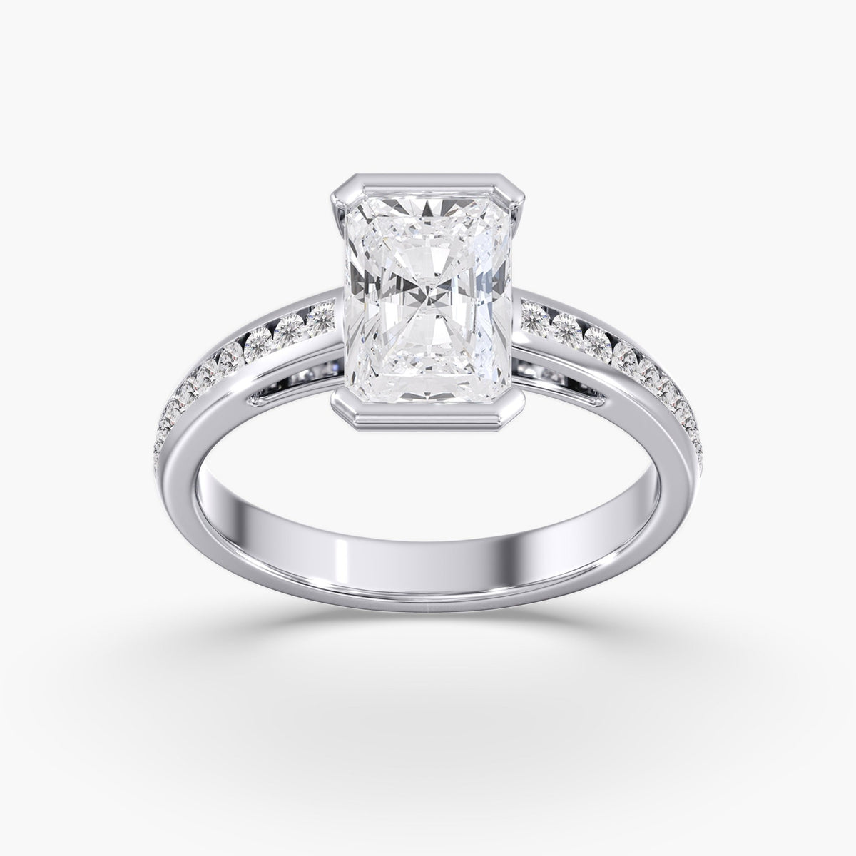 Radiant Half Bezel Ring, 2 ct
