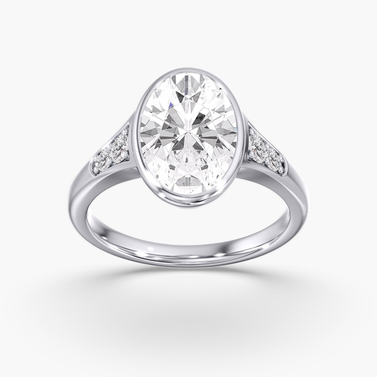 Oval Bezel Solitaire Ring, 3 ct