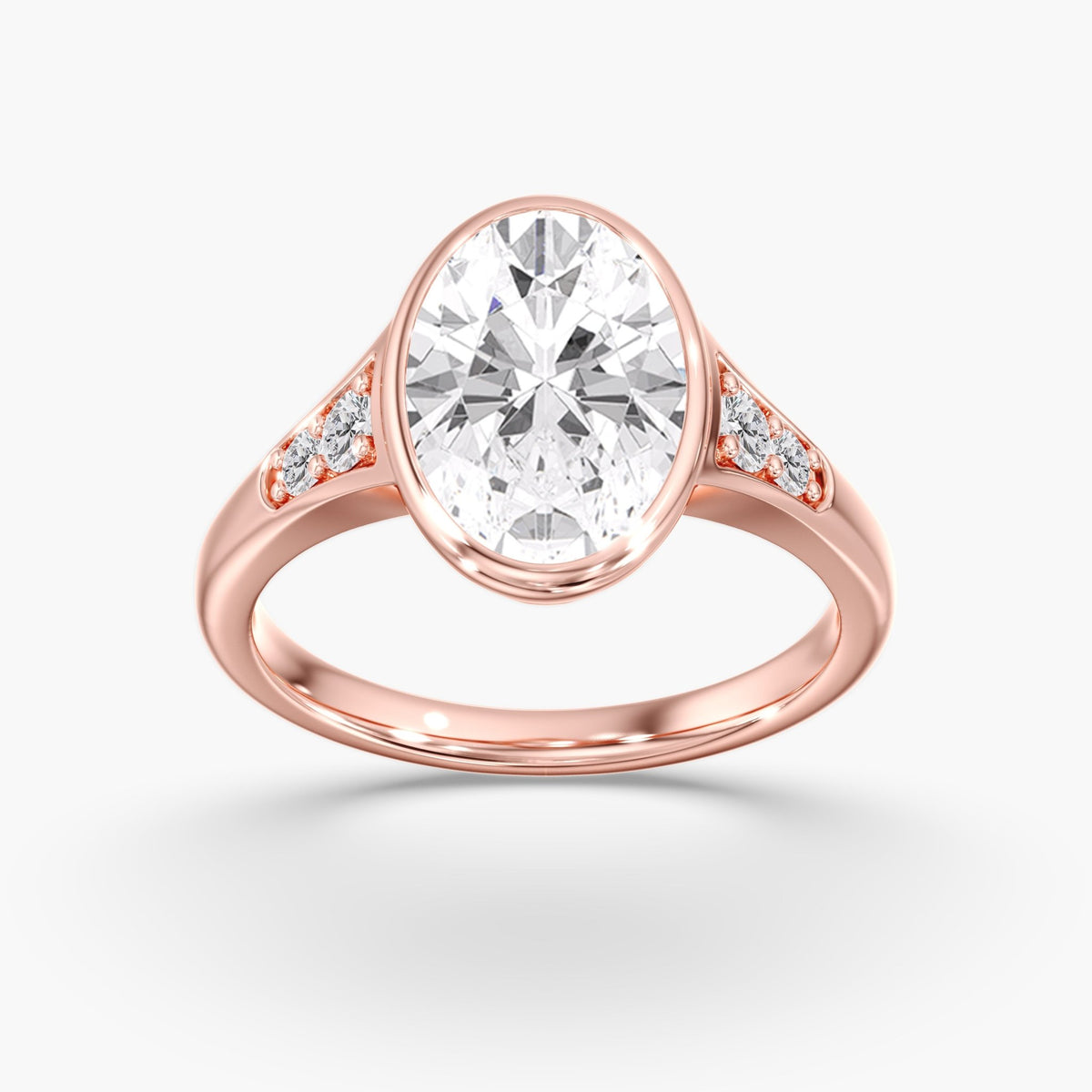 Oval Bezel Solitaire Ring, 3 ct