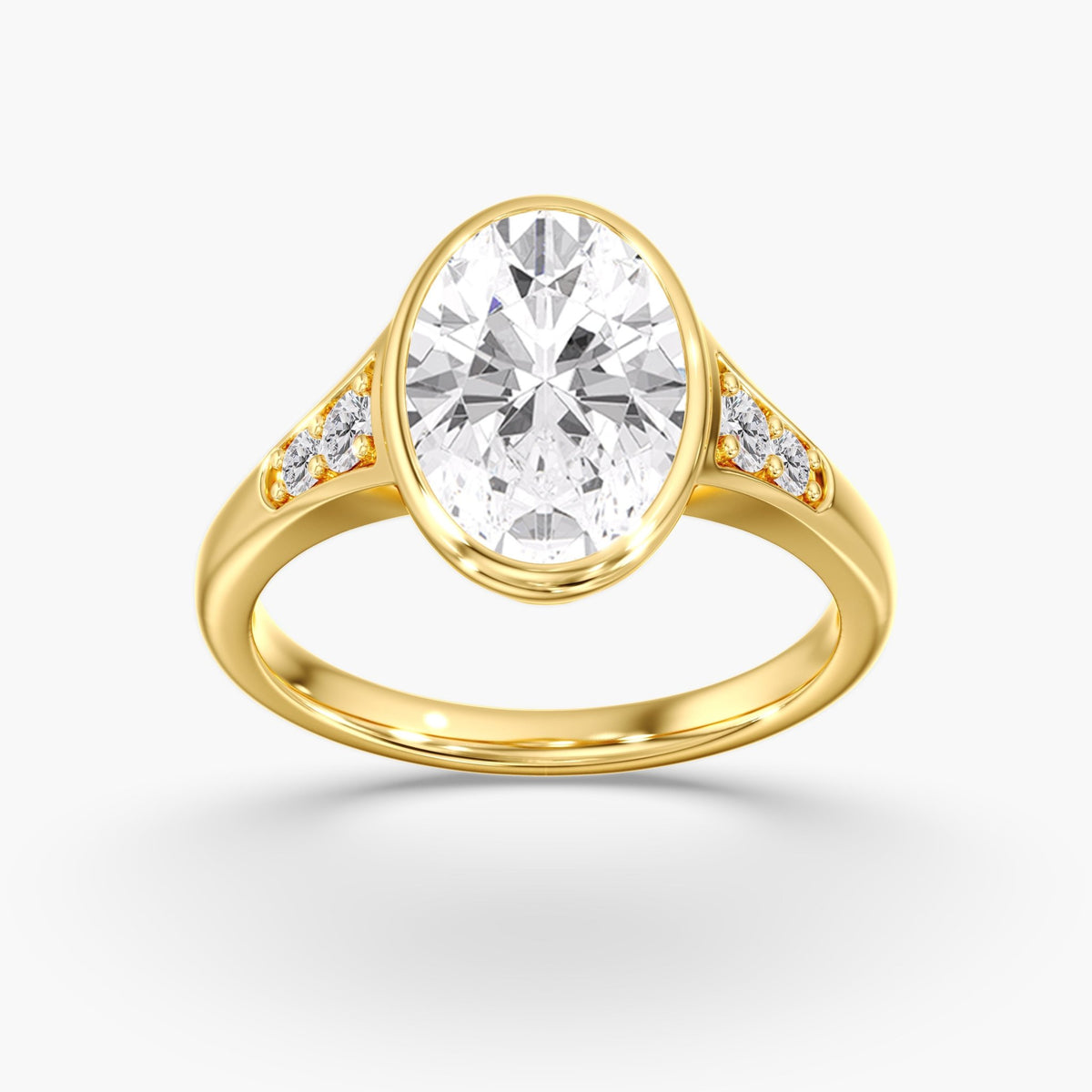 Oval Bezel Solitaire Ring, 3 ct