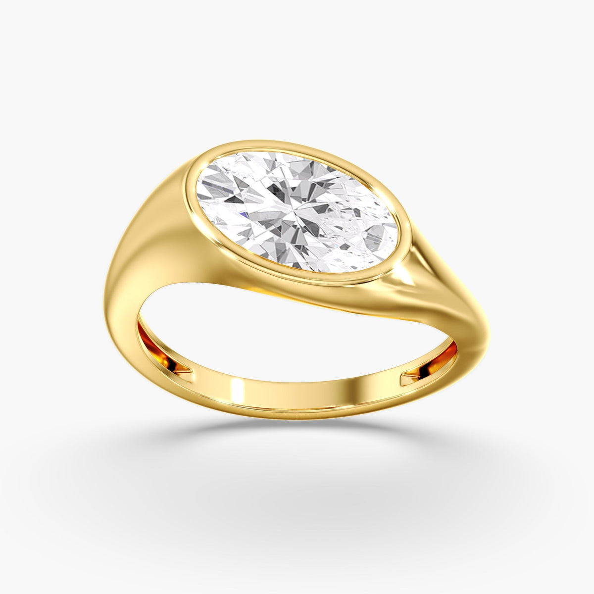 Moval Diamond Bezel Ring, 2 ct