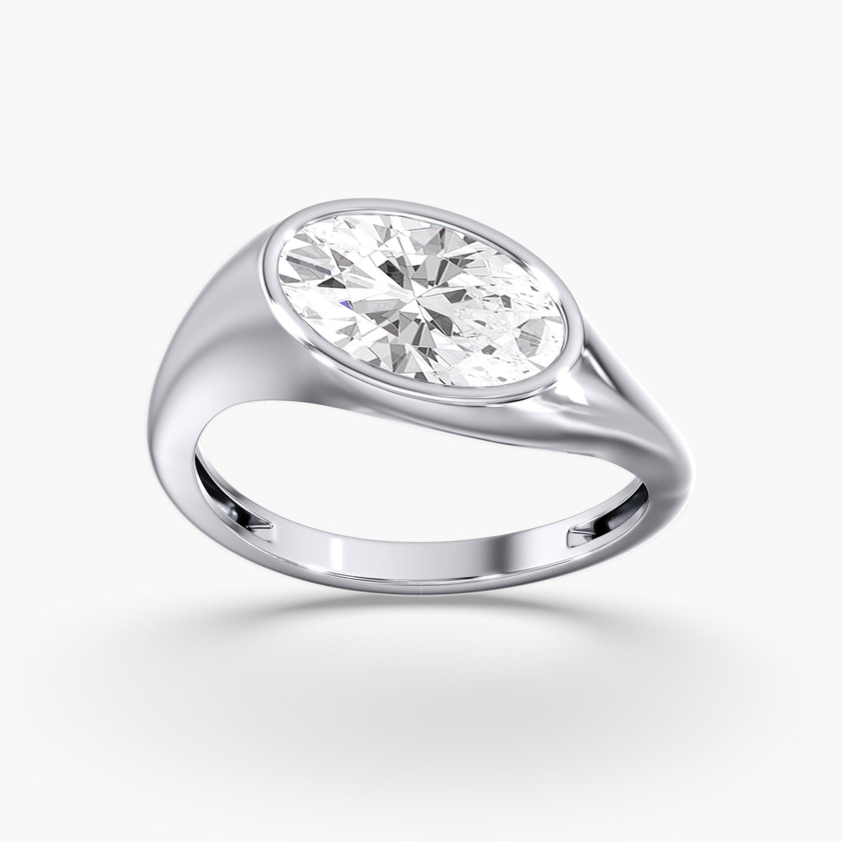 Moval Diamond Bezel Ring, 2 ct