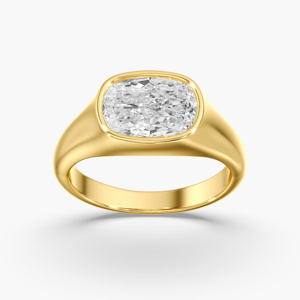 Elongated Cushion Bezel Ring, 3 ct