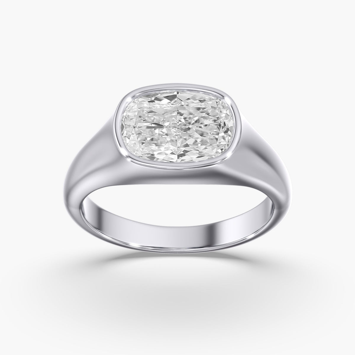 Elongated Cushion Bezel Ring, 3 ct