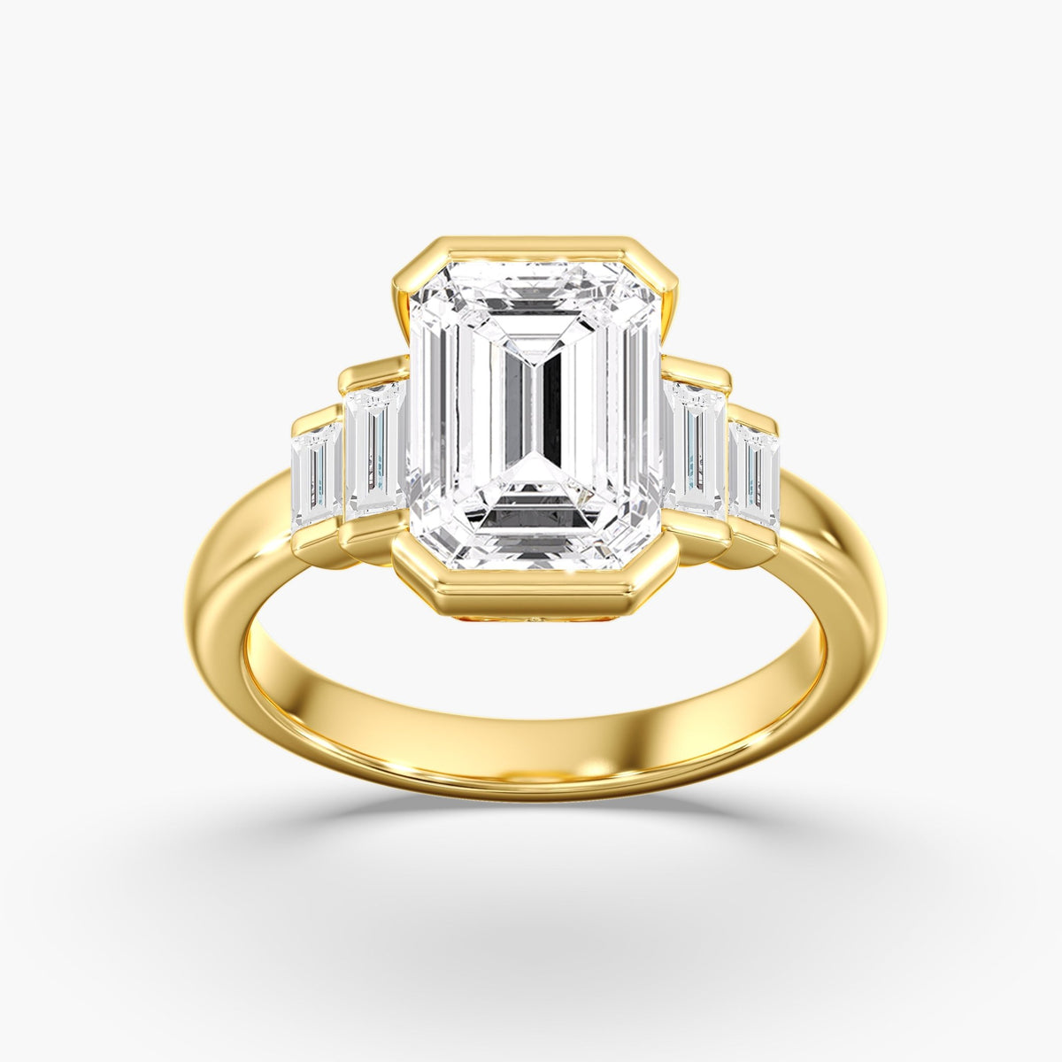 Emerald Cut Half Bezel Ring, 4 ct