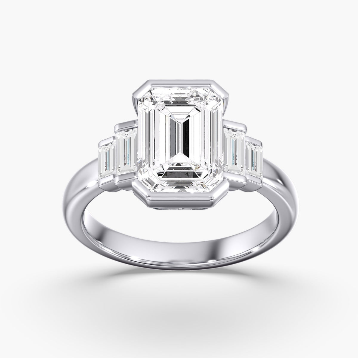 Emerald Cut Half Bezel Ring, 4 ct
