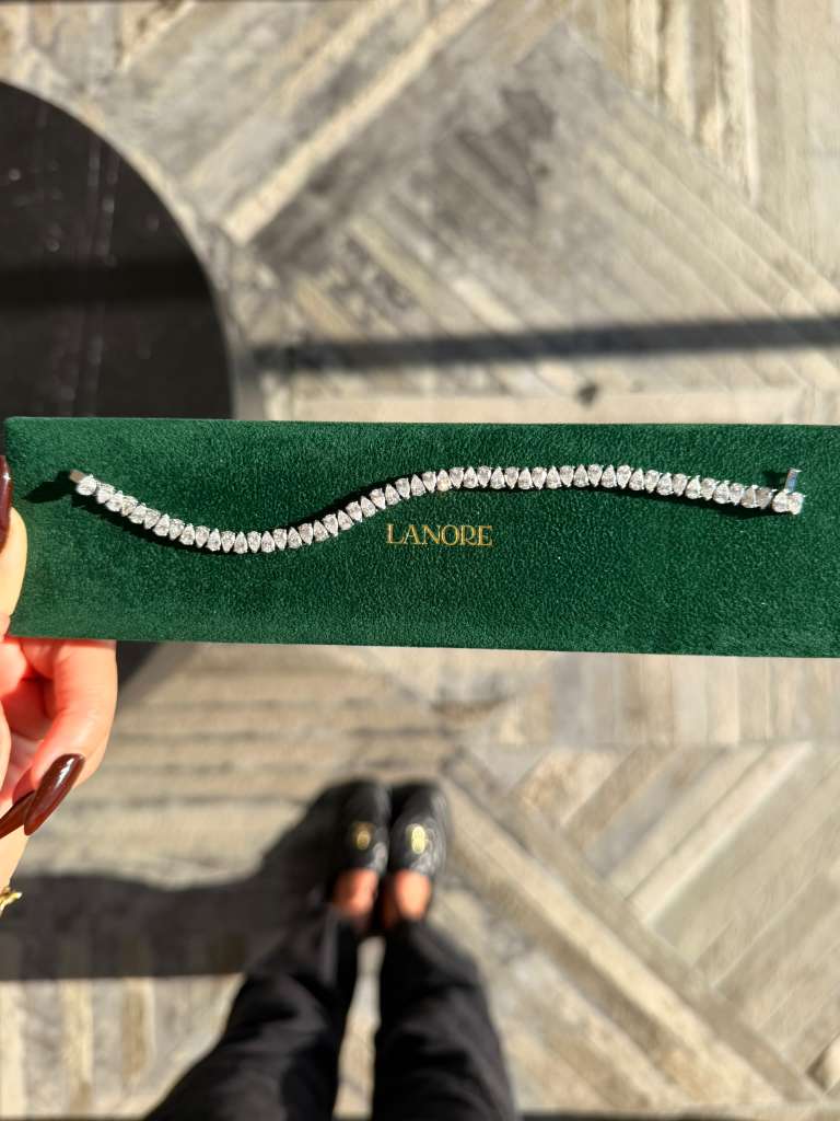 North/South Pear Cut LG Diamond Tennis Bracelet (11ctw) - Lanore Fine Jewelry