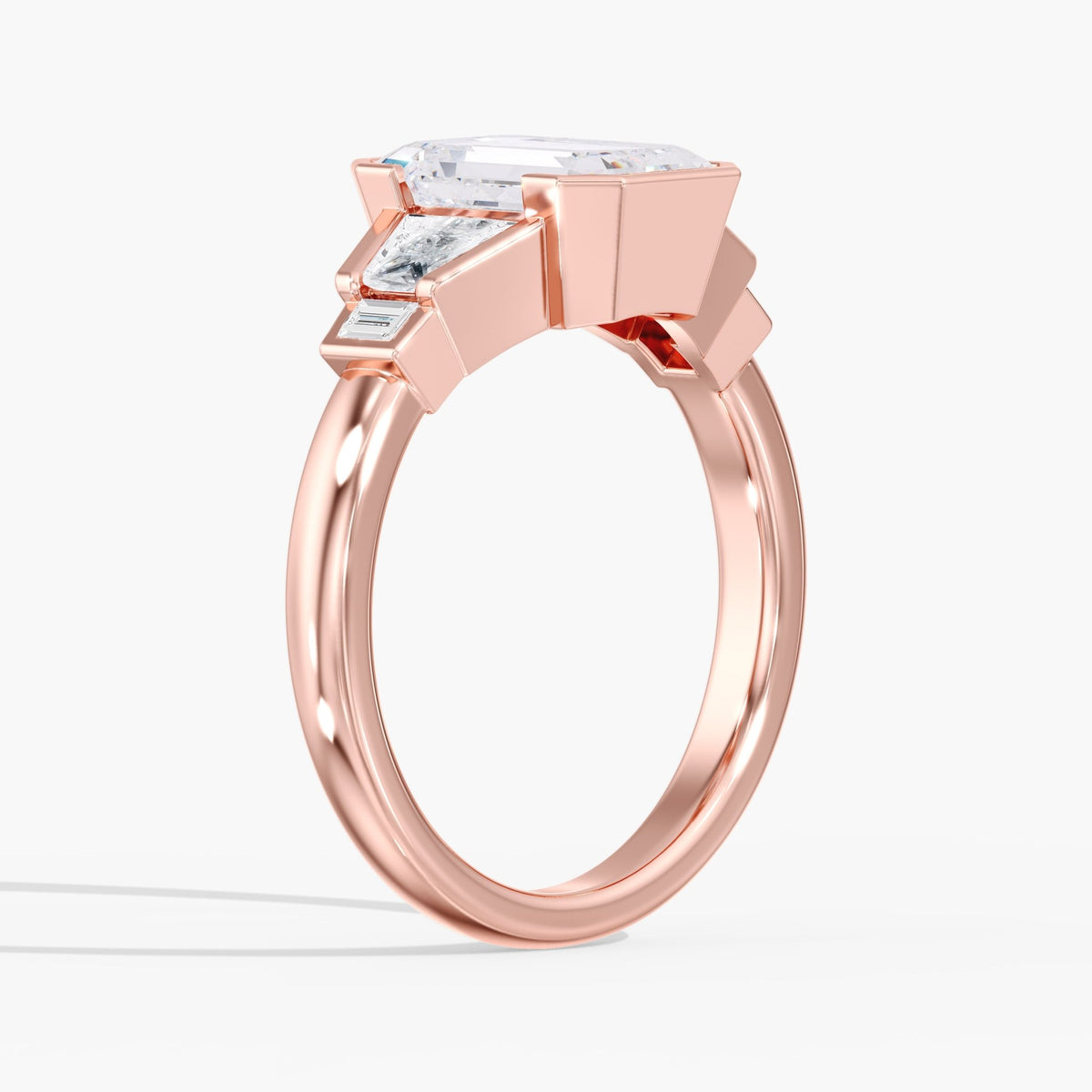 Emerald Cut Half Bezel Ring, 3 ct