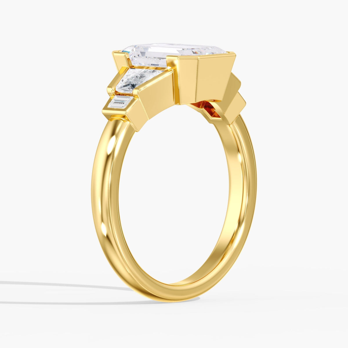Emerald Cut Half Bezel Ring, 3 ct