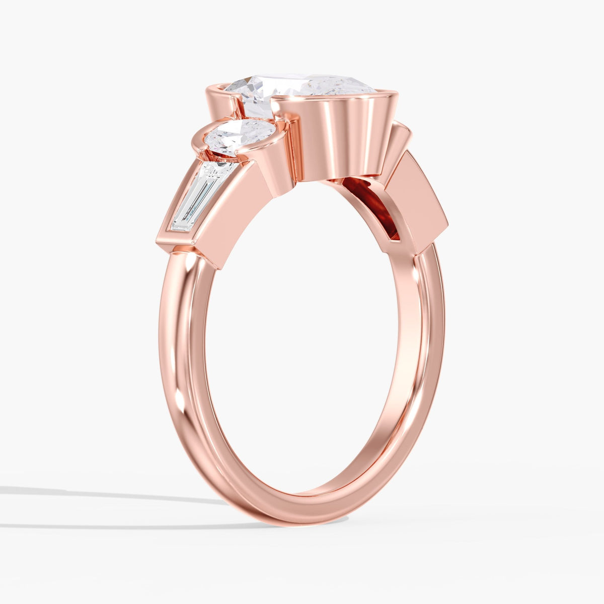 Oval Half Bezel Ring, 2 ct