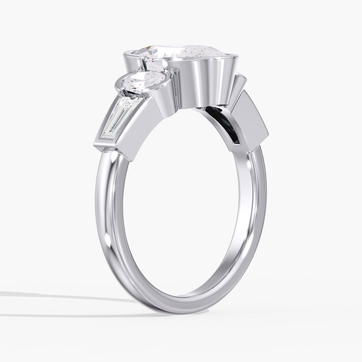 Oval Half Bezel Ring, 2 ct