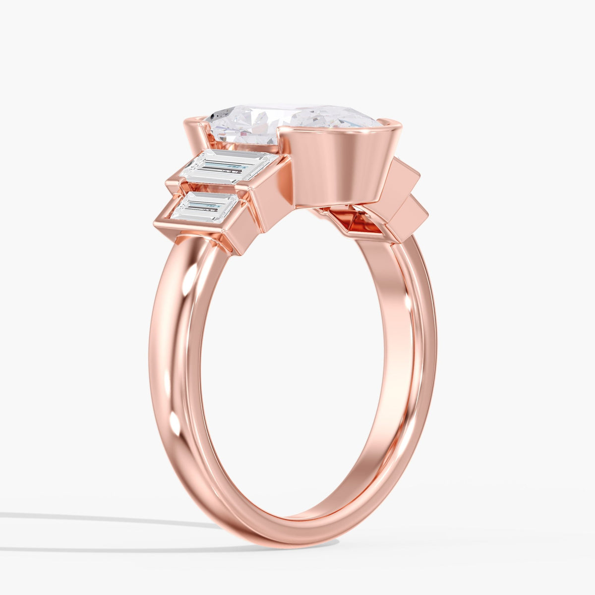 Oval Half Bezel Ring, 3 ct