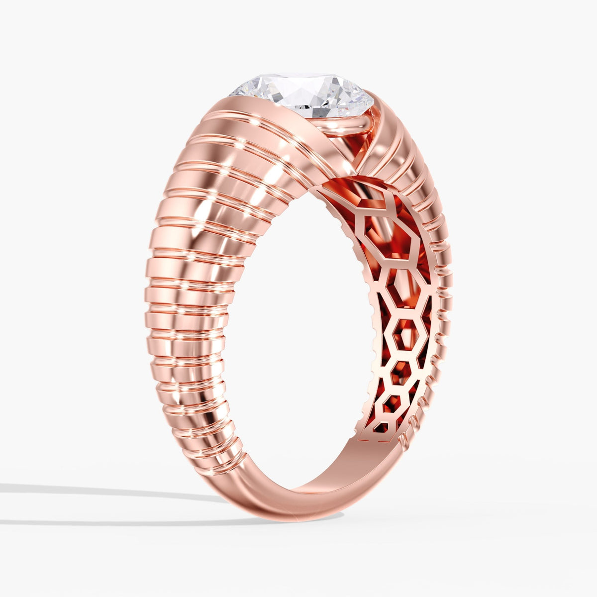 Round Diamond Channel Ring, 2 ct