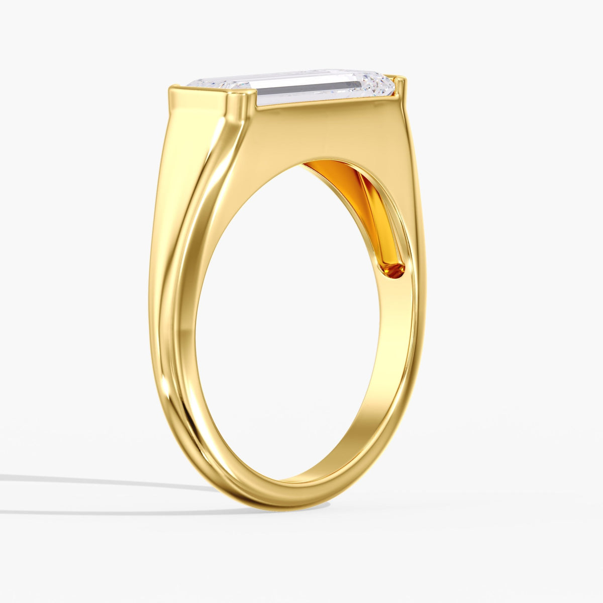 Elongated Emerald Cut Half Bezel Ring