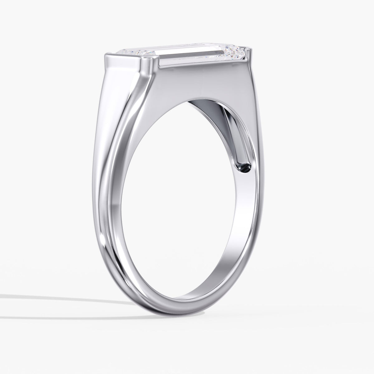 Elongated Emerald Cut Half Bezel Ring