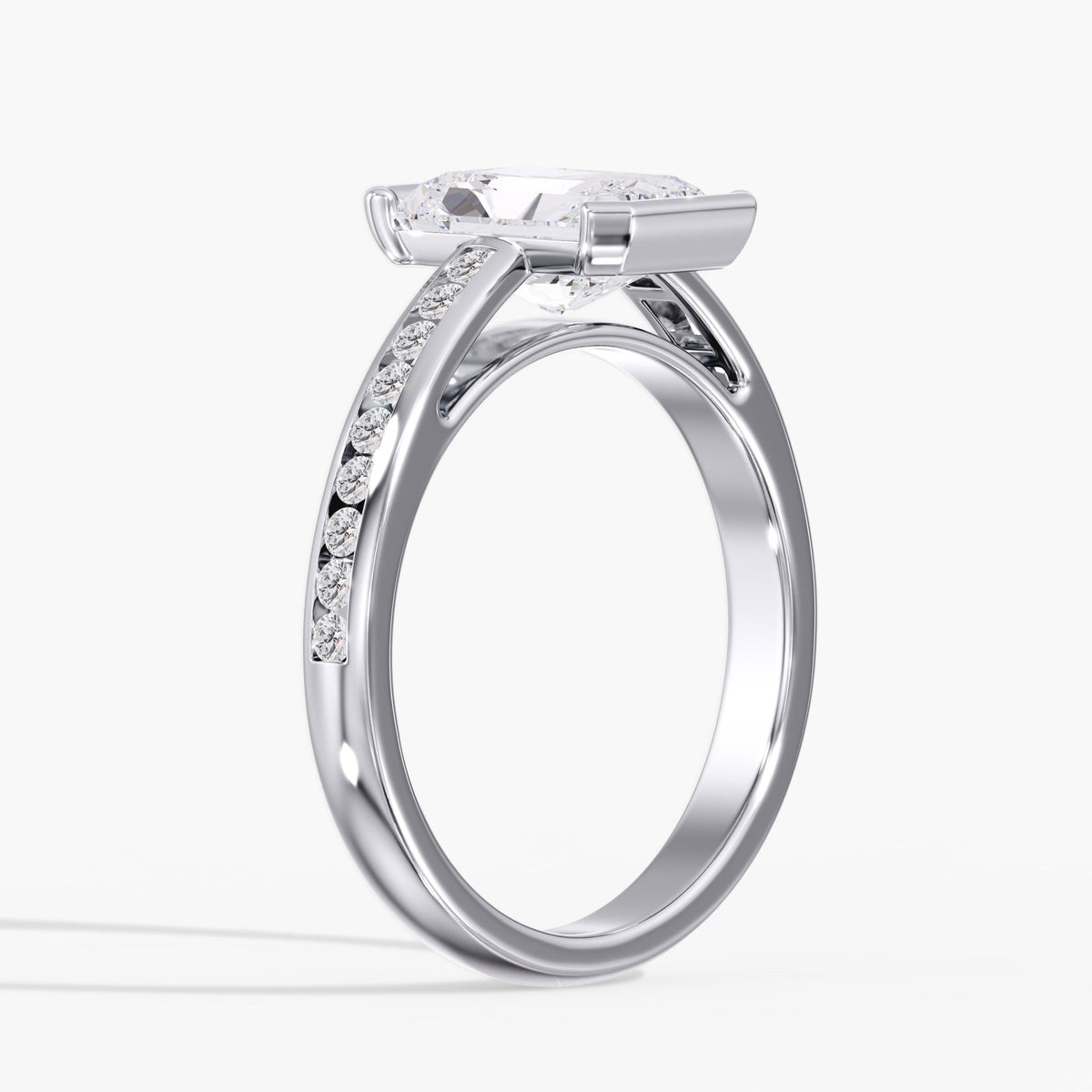 Radiant Half Bezel Ring, 2 ct