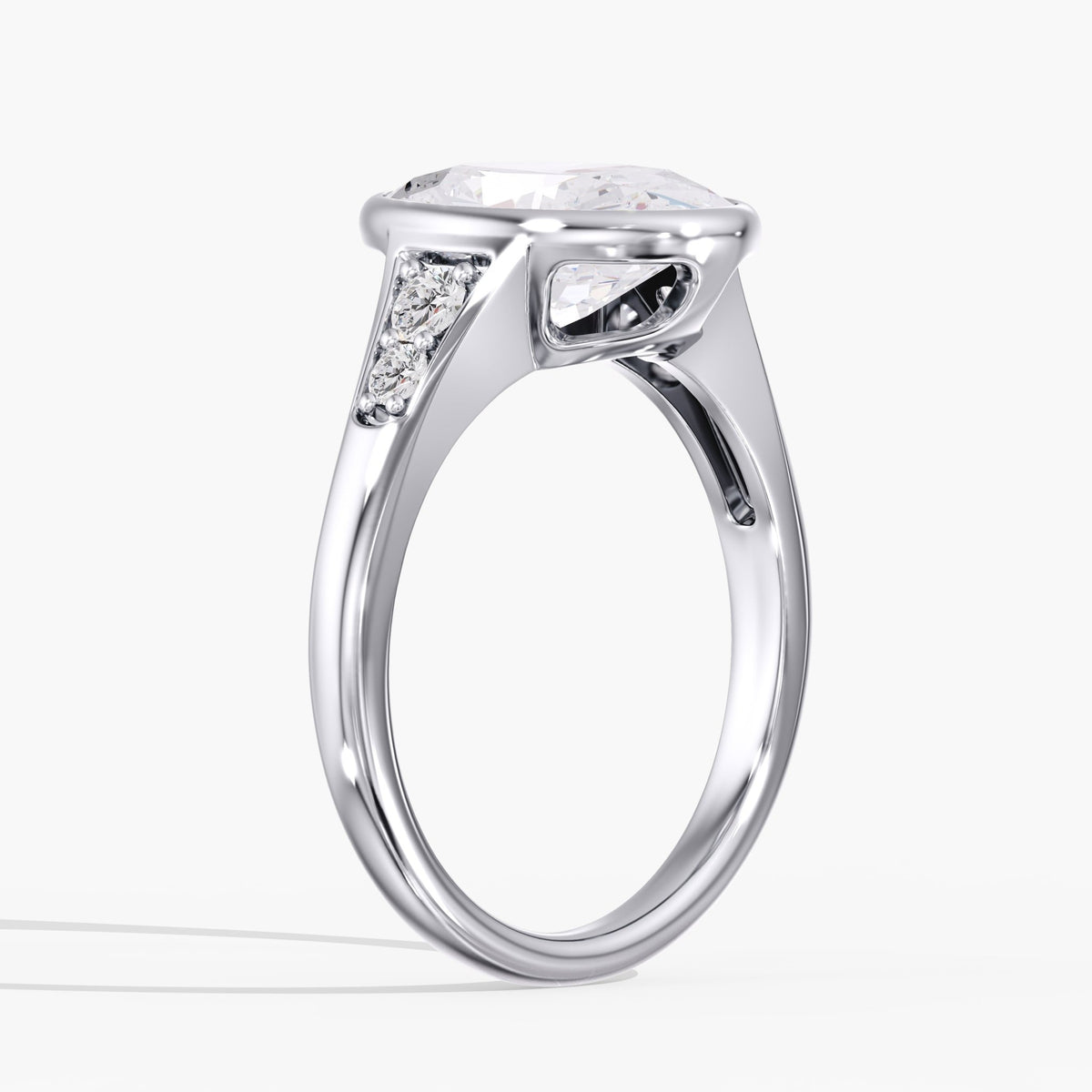 Oval Bezel Solitaire Ring, 3 ct