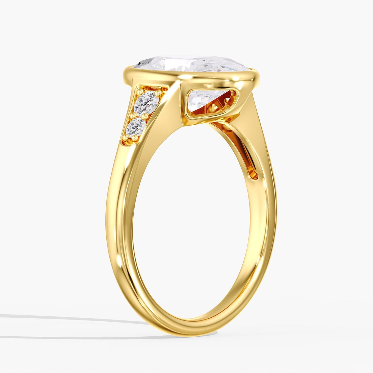 Oval Bezel Solitaire Ring, 3 ct