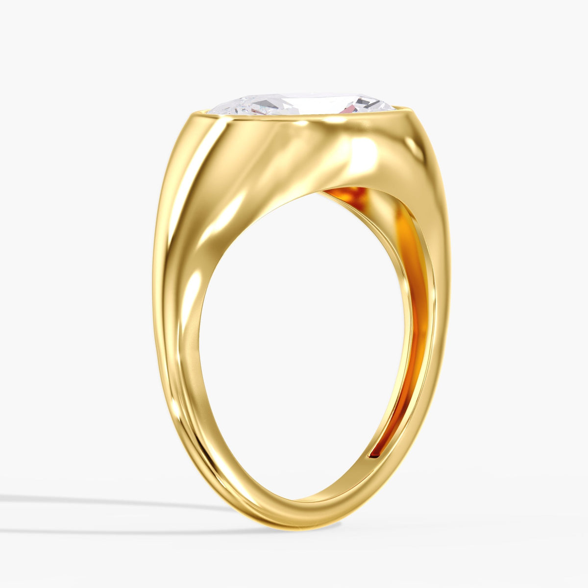 Moval Diamond Bezel Ring, 2 ct